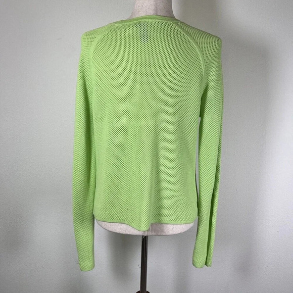 Sweaty Betty Idol Mesh Sweater Women's Large Neon Green Crewneck Athletic Run - Picture 3 of 14